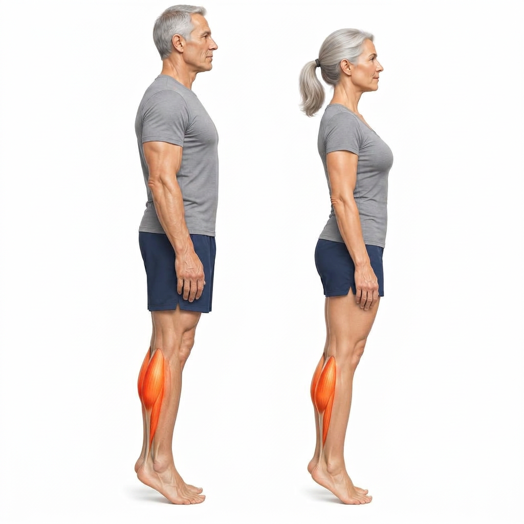 The same man and woman standing on their toes with heels raised